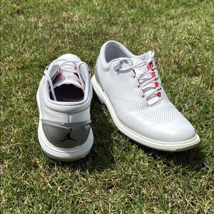 Jordan White and Gray Golf Shoes
